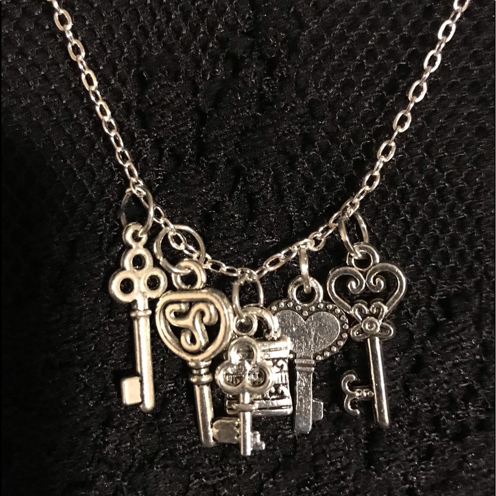 Key Charm Necklace Silver Nickel Free